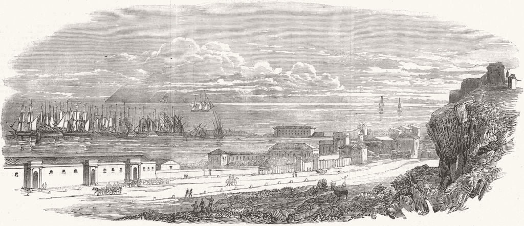 RUSSIA. Quarantine harbour, Odessa 1854 old antique vintage print picture